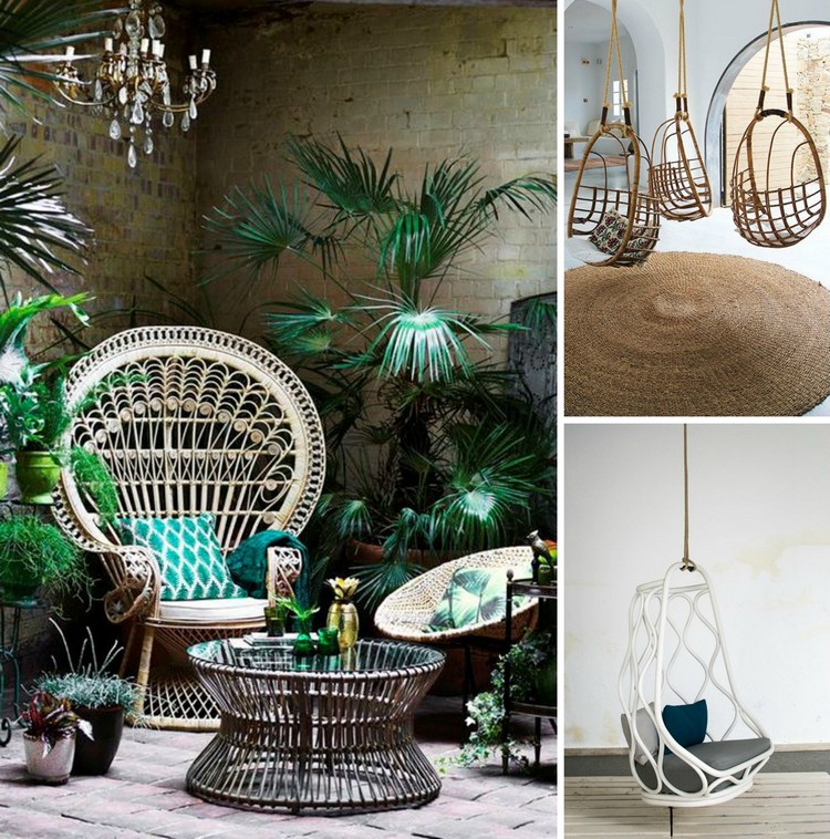 meubles-rotin-chaise-design-coussins-motfis-verts-lustre