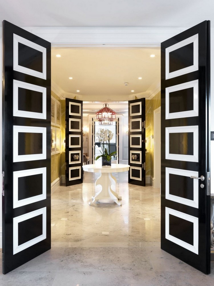 portes et fenêtres modernes-noir-blanc-marbre-table