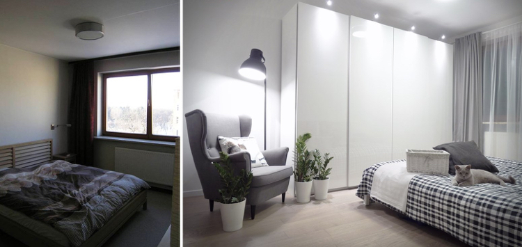 rénovation appartement -chambre-scandinave-blanc-gris