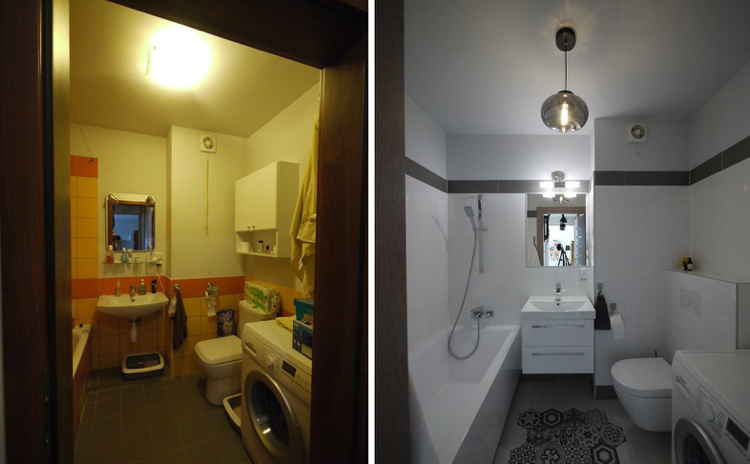 rénovation appartement -salle-bains-blanche-carrelage-noir