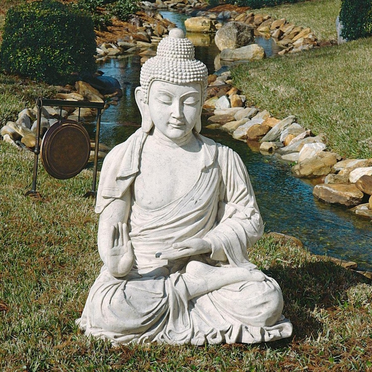 statue de jardin Bouddha méditant résine-peinte-main-1.2-mètres-haut