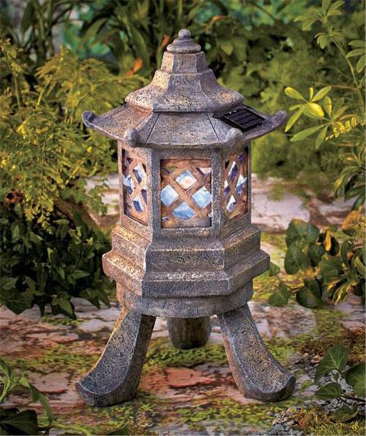 statue-jardin-zen-lanterne-orientale-pierre-métal