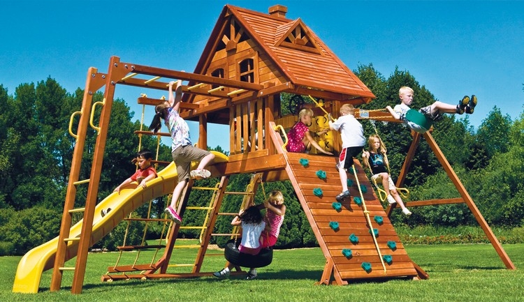 Grande aire de jeux de jardin pour enfants en bois massif