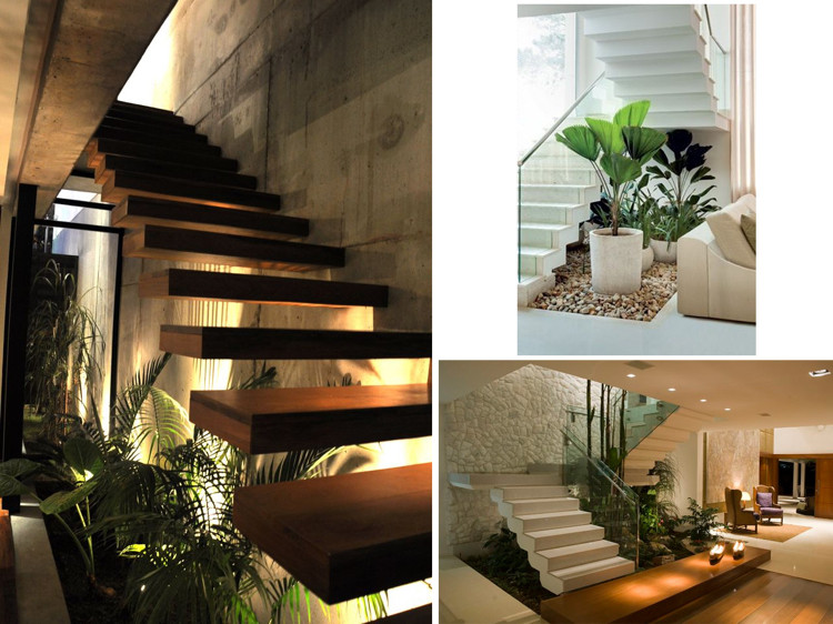 aménagement sous escalier -jardin-intérieur-verdure-luxuriante