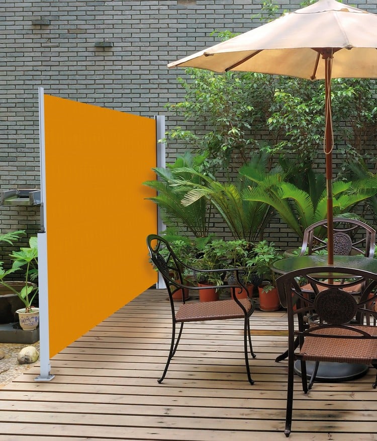 brise vent pour terrasse -store-rétractable-orange-moderne-parasol