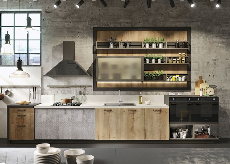 Cuisine style industriel idées de déco, meubles et luminaires De cuisine Ciment décor Carreaux