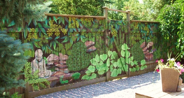 décoration-mur-extérieur-artisitique-tableau-peinture-verdure-zen