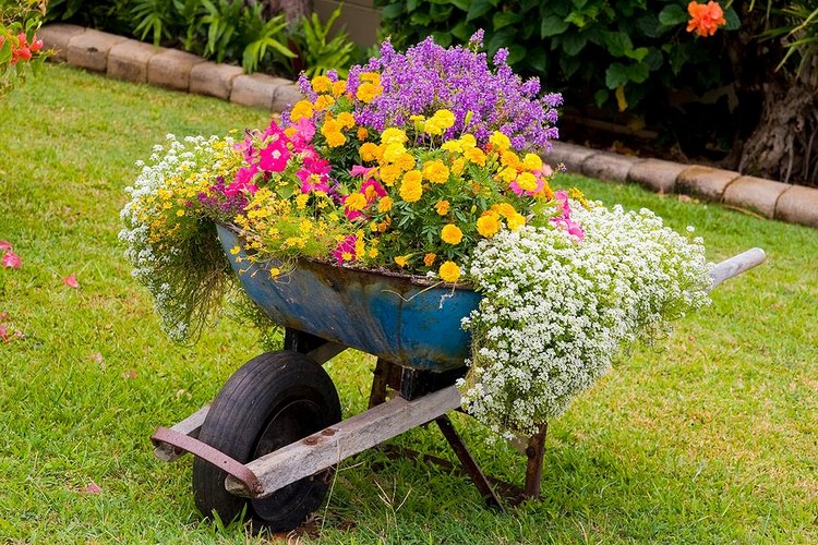 idées-pour-jardin-chariot-fleurs