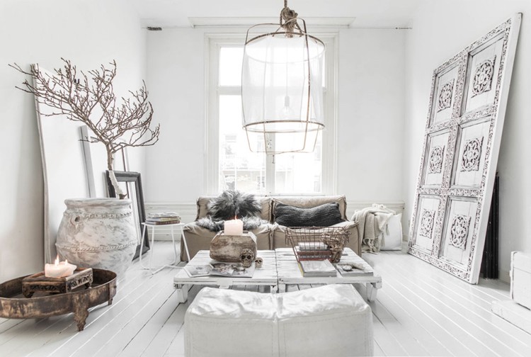 Intérieur blanc et bois – 40 idées inspirantes à emprunter Pequeños idées Salon
