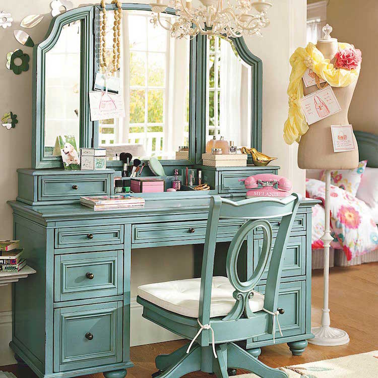 meuble-coiffeuse-turquoise-petite-chambre-coucher-shabby-chic