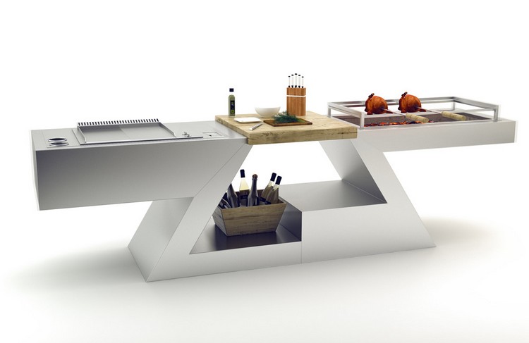 Meuble kitchenette de design italien pour intérieur et extérieur Fait table désign cuisine de