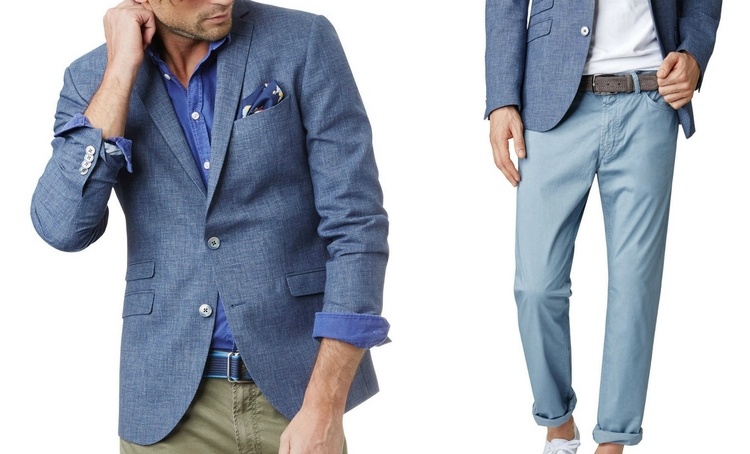 mode homme été 2016 veste-bleu-manches-retroussées-pantalon-retroussé
