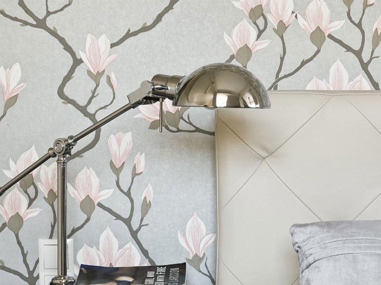 papier peint à motifs -tendances-magnolias-délicats