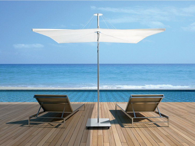 parasol design -carré-mât-aluminium-partie-ombrante-tissu-blanc-INFINA-SQUARE- Umbrosa
