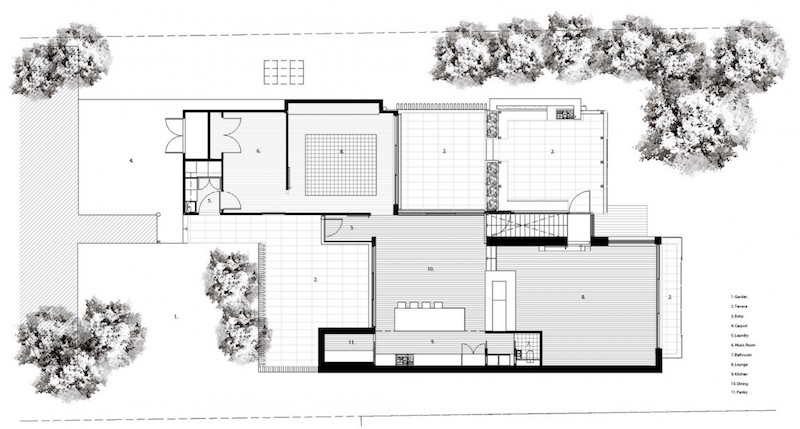 plan-architectual-sol-rez-de-chaussée-maison-architecte-Melbourne