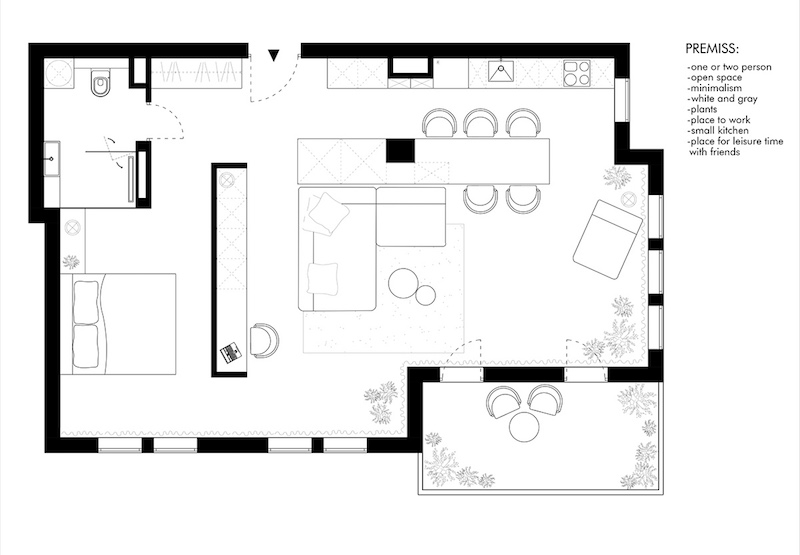 plan-sol-appartement-architecte-aire-ouverte-intérieur-blanc
