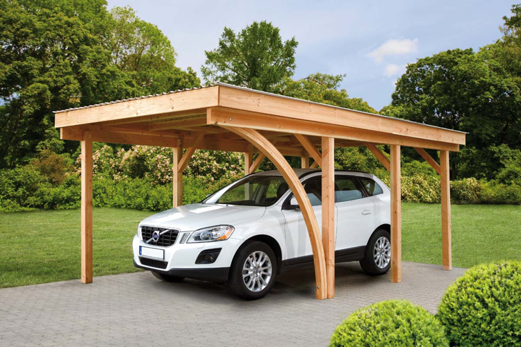 abri de voiture –bois-moderne-toit-plat-autoporté