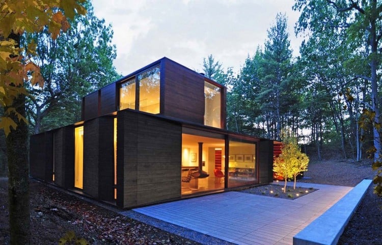 bardage maison bois-design-minimaliste-arbres