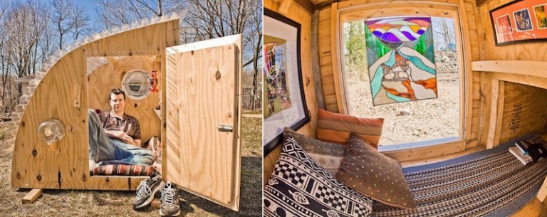 cabane en bois habitable 2.2-mètres-carrés-faire-soi-même-matériaux-récup