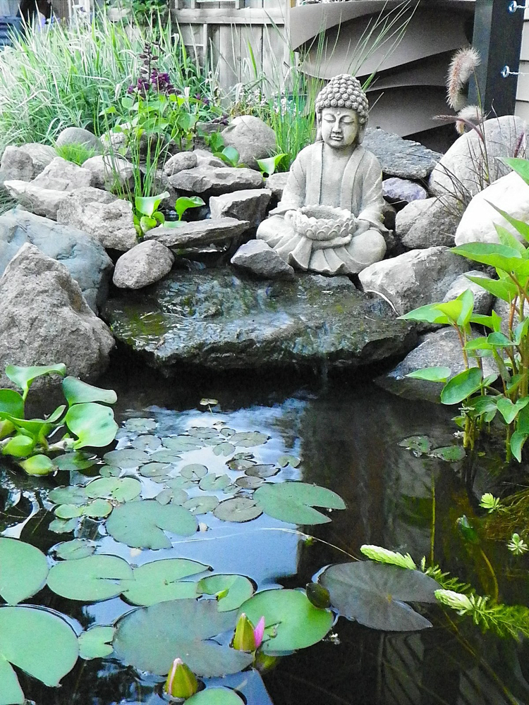 cascade de jardin -style-japonais-statue-bouddha