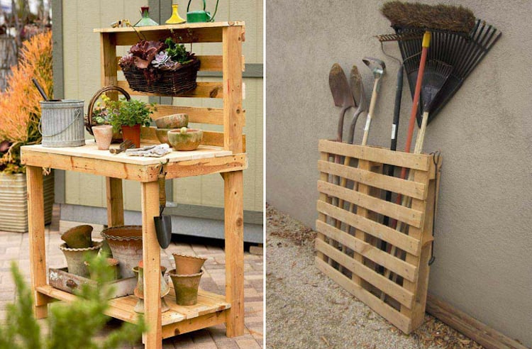 décor-jardin-DIY-palettes-bois-table-rempotage-rangement-instruments