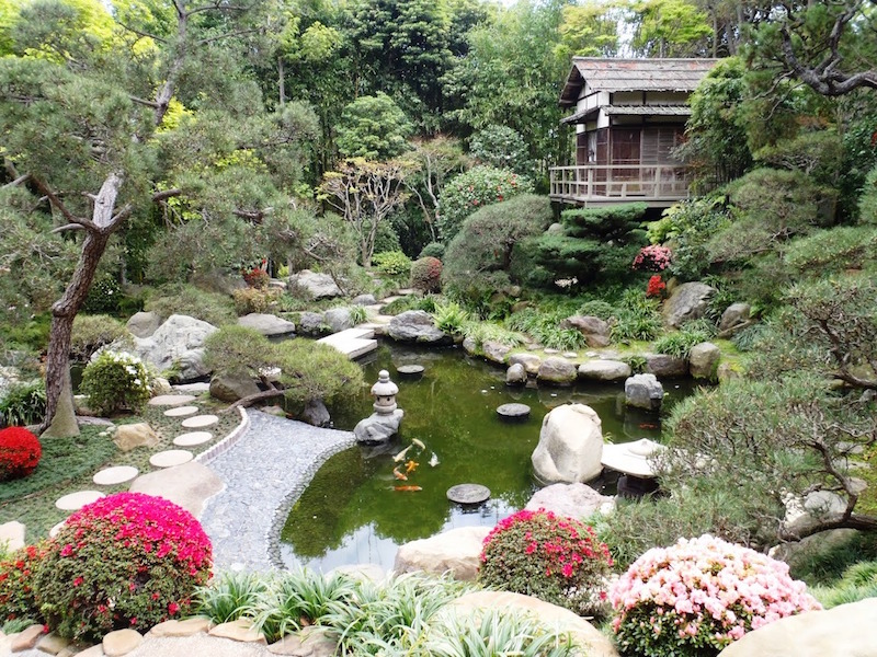 décoration jardin japonais étang-carpes-koï-allée-pas-japonais