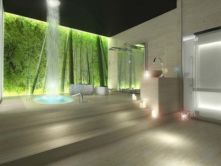 impression numérique sur mosaïque-salle-bains-design-paysage-trompe-oeil