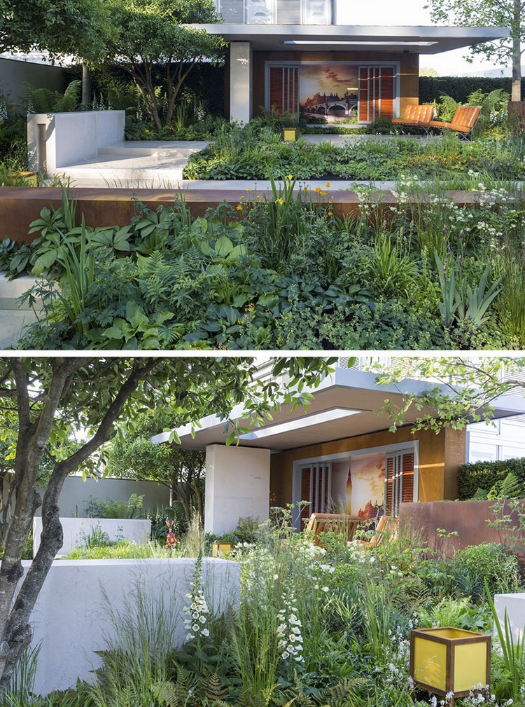 jardin-design-chalet-habitable-végétation-opulente