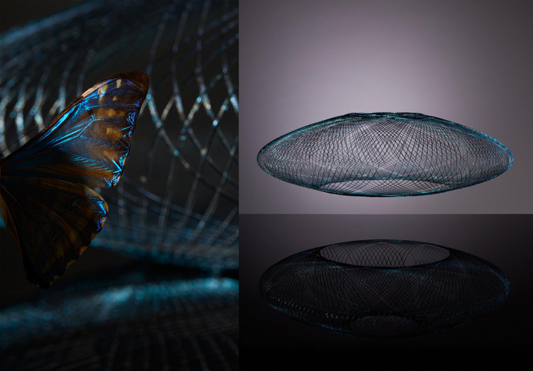 luminaire design -lampe-fibres-fines-couleurs-irisées-iridescent-Atelier Robotiq