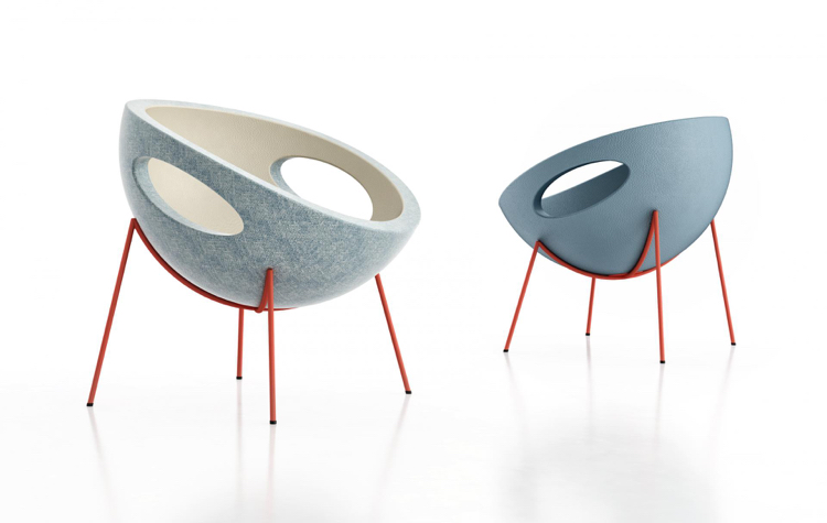 mobilier design -chaise-demi-sphère-bicolore-piétement-rouge-TrsFolie-SWAN ITALIA