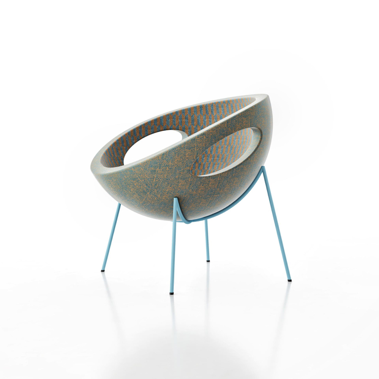 mobilier design -chaise-demi-sphère-cadre-bleu-pastel-TrsFolie-SWAN ITALIA