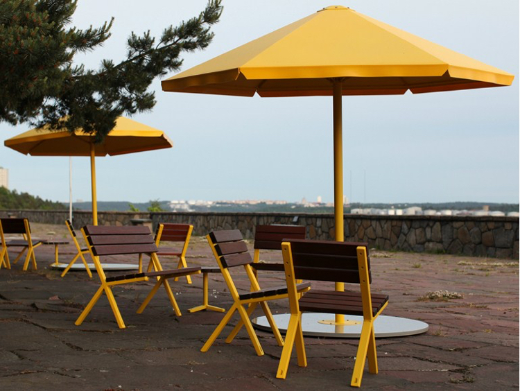 parasol jardin -métallique-jaune-vif-Four Seasons-Nola Industrier