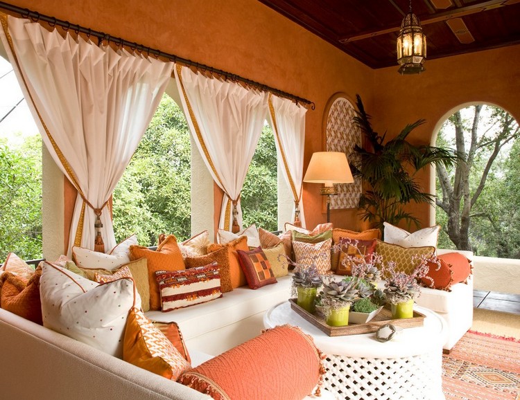 rideau-veranda-imprimer-motifs-orange-style-méditerranéen