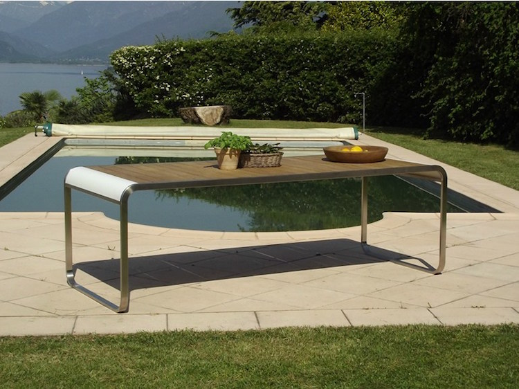 table jardin design -moderne-bois-métal-corten-WAVE-Lgtek-Outdoor