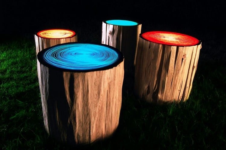 éclairage-extérieur-troncs-bois-massif-lumineux-idée