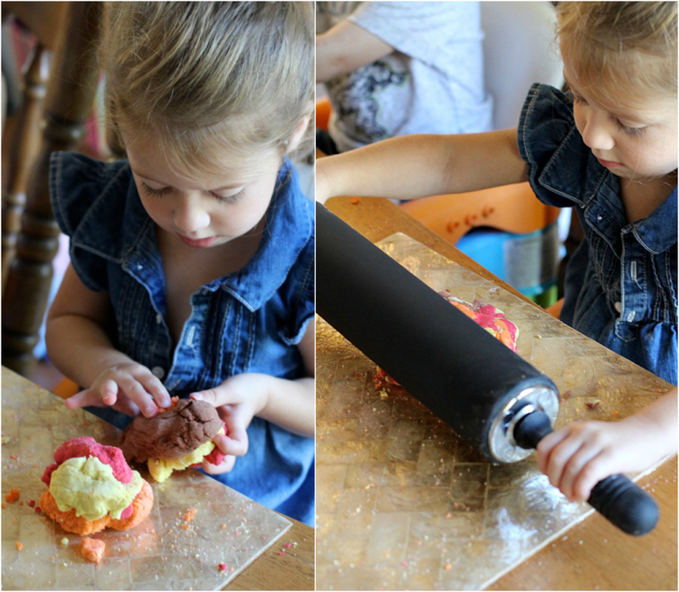bricolage d’automne enfants-préparation-pâte-sel-effet-marbré
