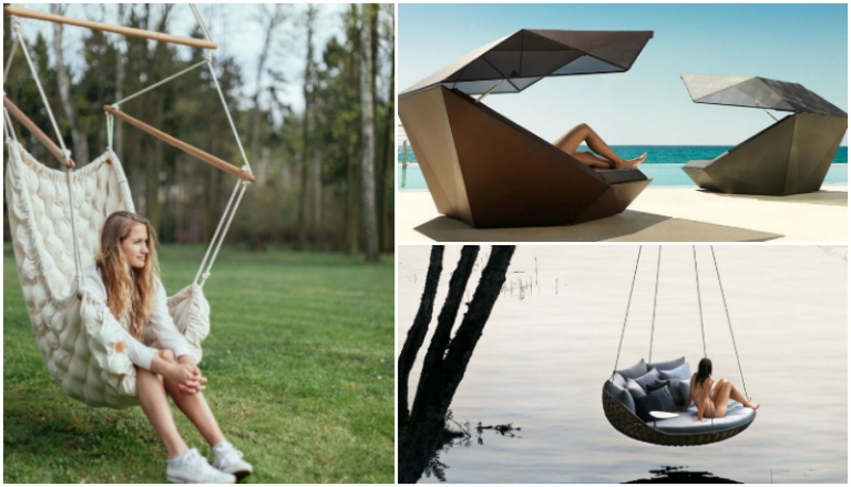 idées de mobilier outdoor design exclusif-suspendre-jardin-poser-côté-piscine