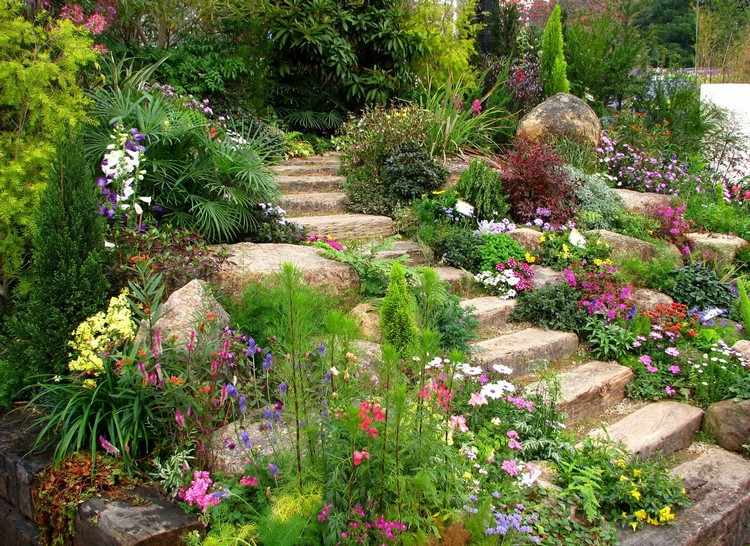Jardin de rocaille et déco en pierre naturelle en 40 idées Exterieur décor Escalier