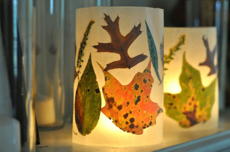 lanterne en papier -décoration-feuilles-automne-bricolage-automne