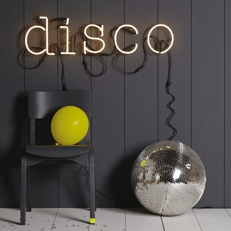 lettres-lumineuses-néon-boule-disco-facettée-décoration-vintage