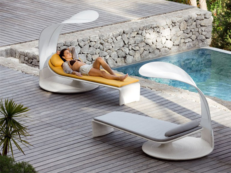 mobilier outdoor design - bain-de-soleil-pivotant-Summer-Cloud-Sun-Lounge-EOOS-Dedon
