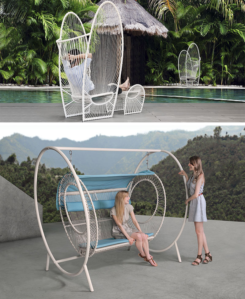 mobilier outdoor design - fauteuil-repose-pieds-balancelle-Papillon-Kenneth-Cobonpue