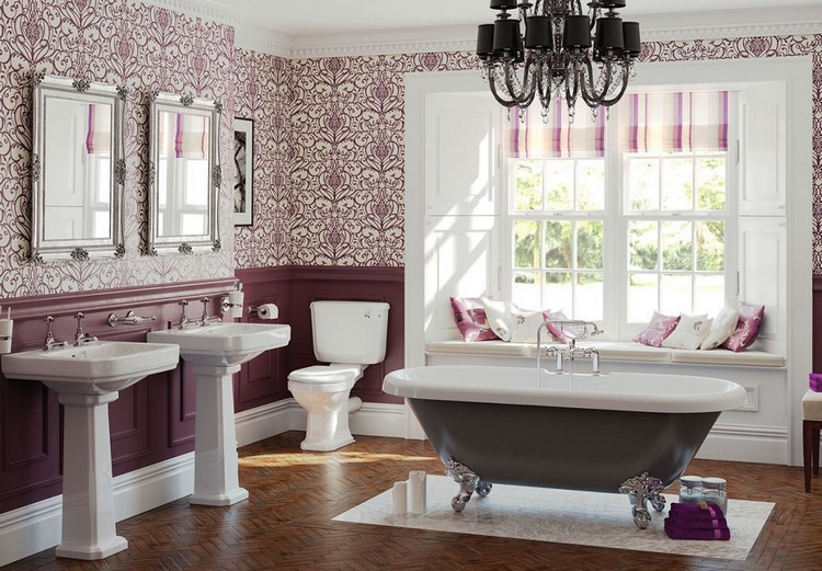 parquet salle de bain baignoire-sabo-papier-peint-motifs