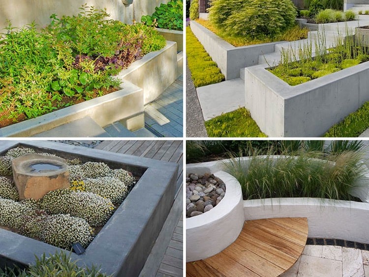 bac a fleurs en beton -parterre-surélevé-design-moderne