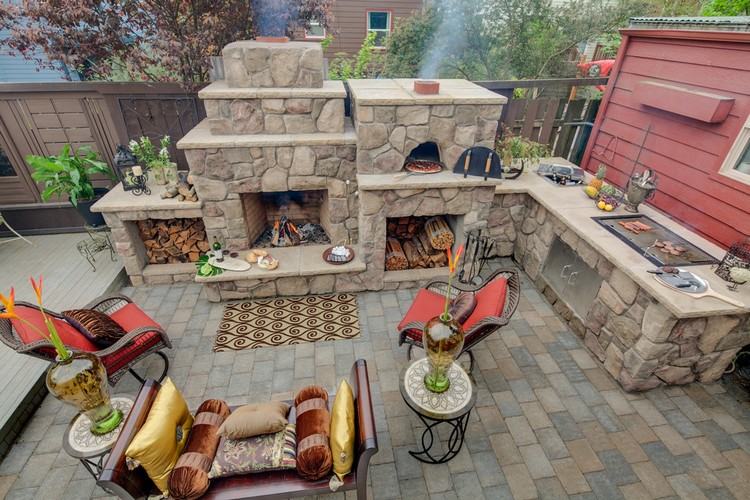 Barbecue en pierre pour équiper la cuisine d'été en 35 idées ... Cheminée Exterieure Créatif