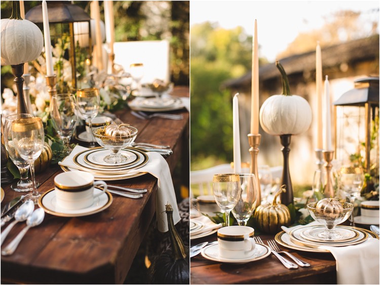 deco table automne -party-jardin-mini-citrouilles-dorées-blanches-chendelles