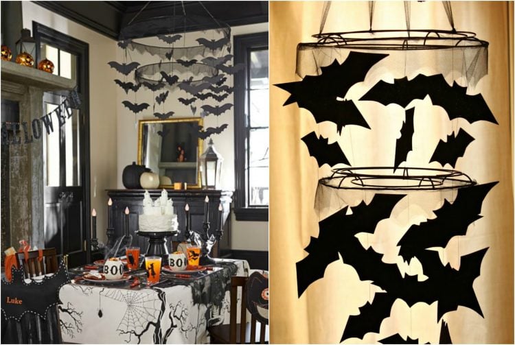 déco Halloween maison -abat-jour-chauves-souris-papier-déco-salle-manger-nappe-motifs-halloween