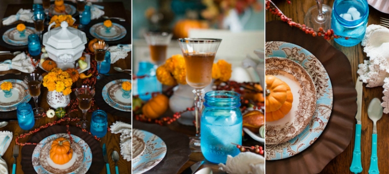déco-table-automne-champêtre-chic-turquoise-orange-blanc