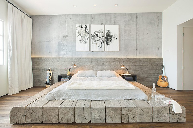 idées-meubles-décoration-intérieur-chambre-double-lit-plate-forme-poutres