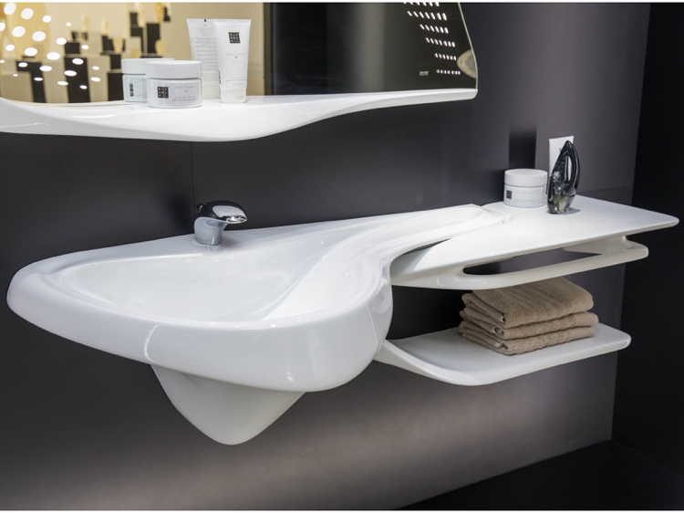 meubles salle de bain design lavabo-plan-blanc-brillant